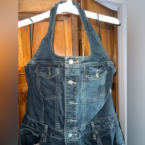 Universal Thread Denim Halter Dress - Dark Blue - Picture 2 of 7